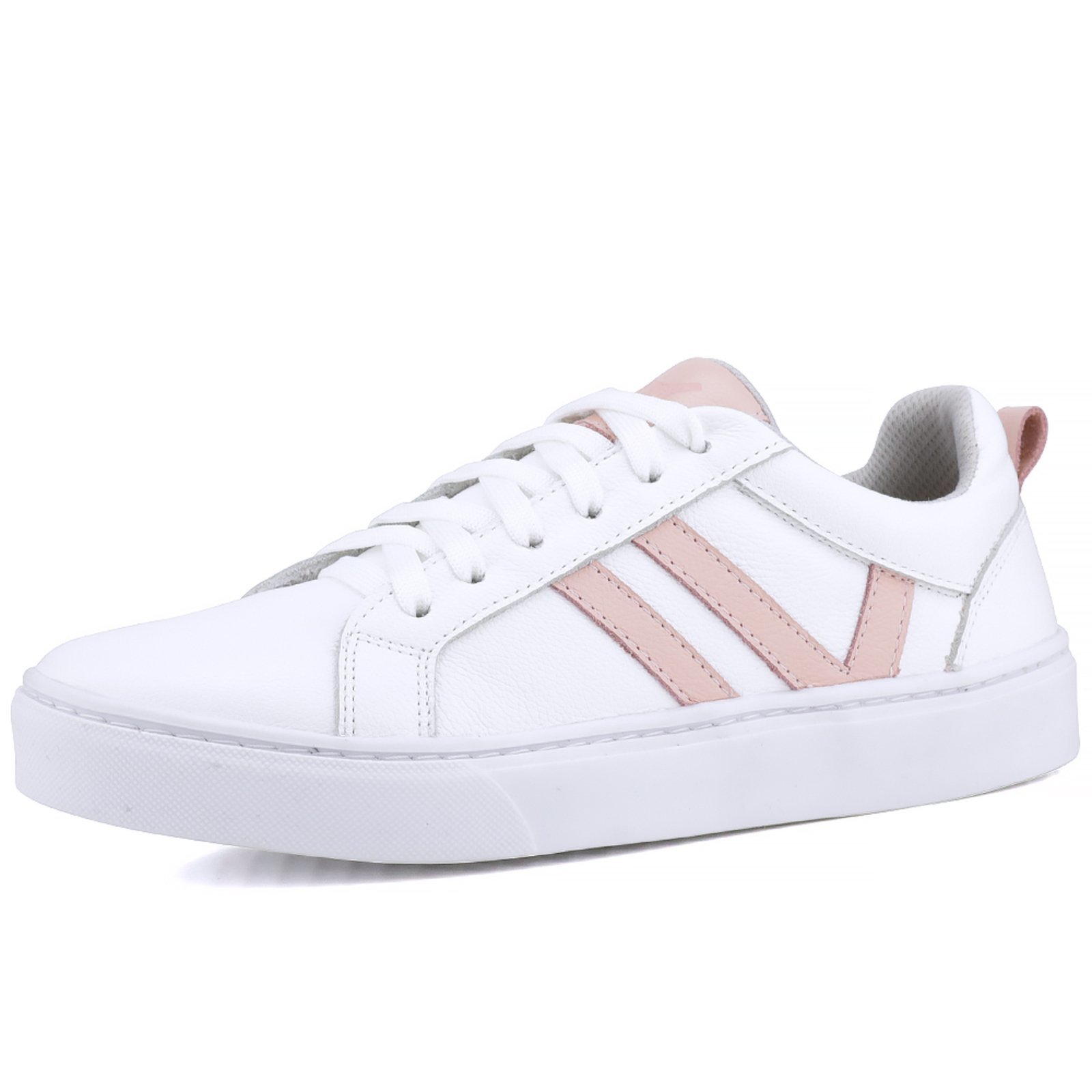 Tênis Casual de Couro Mr. Gutt Branco e Nude