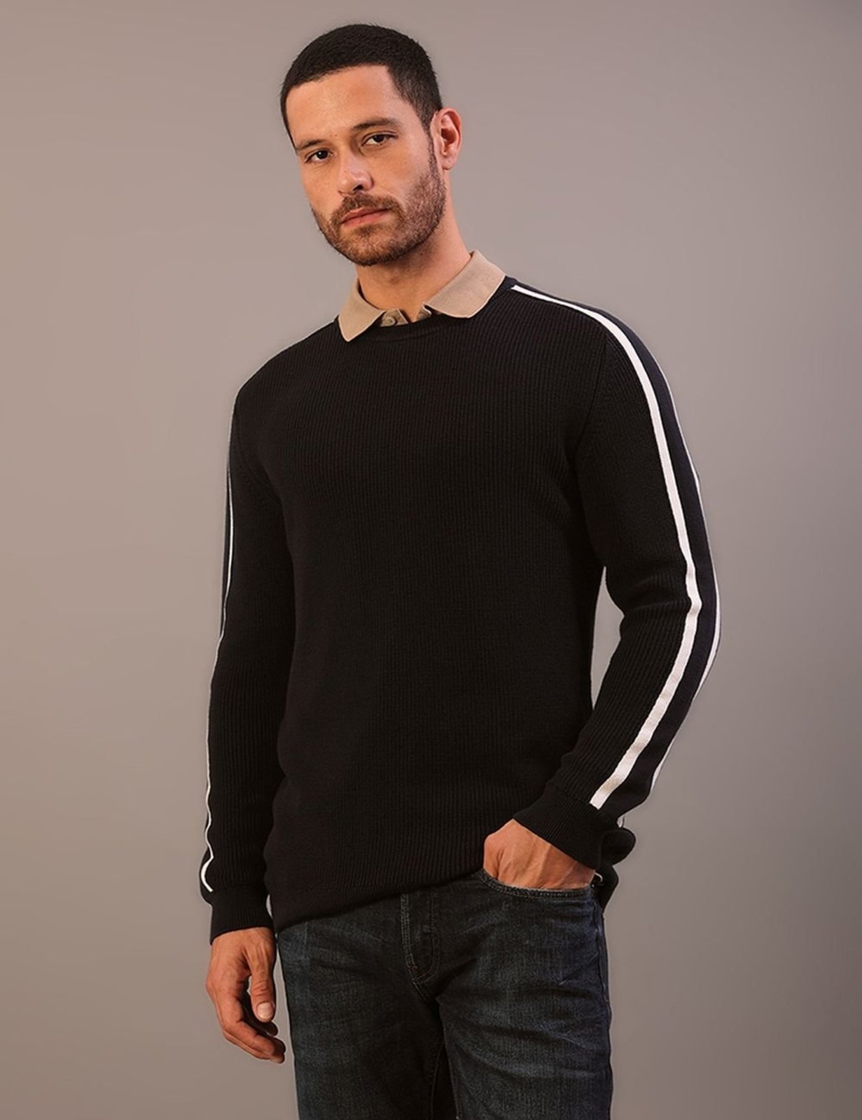 Tricot Masculino Calvin Klein Jeans Stripes - Marinho Calvin Klein Jeans