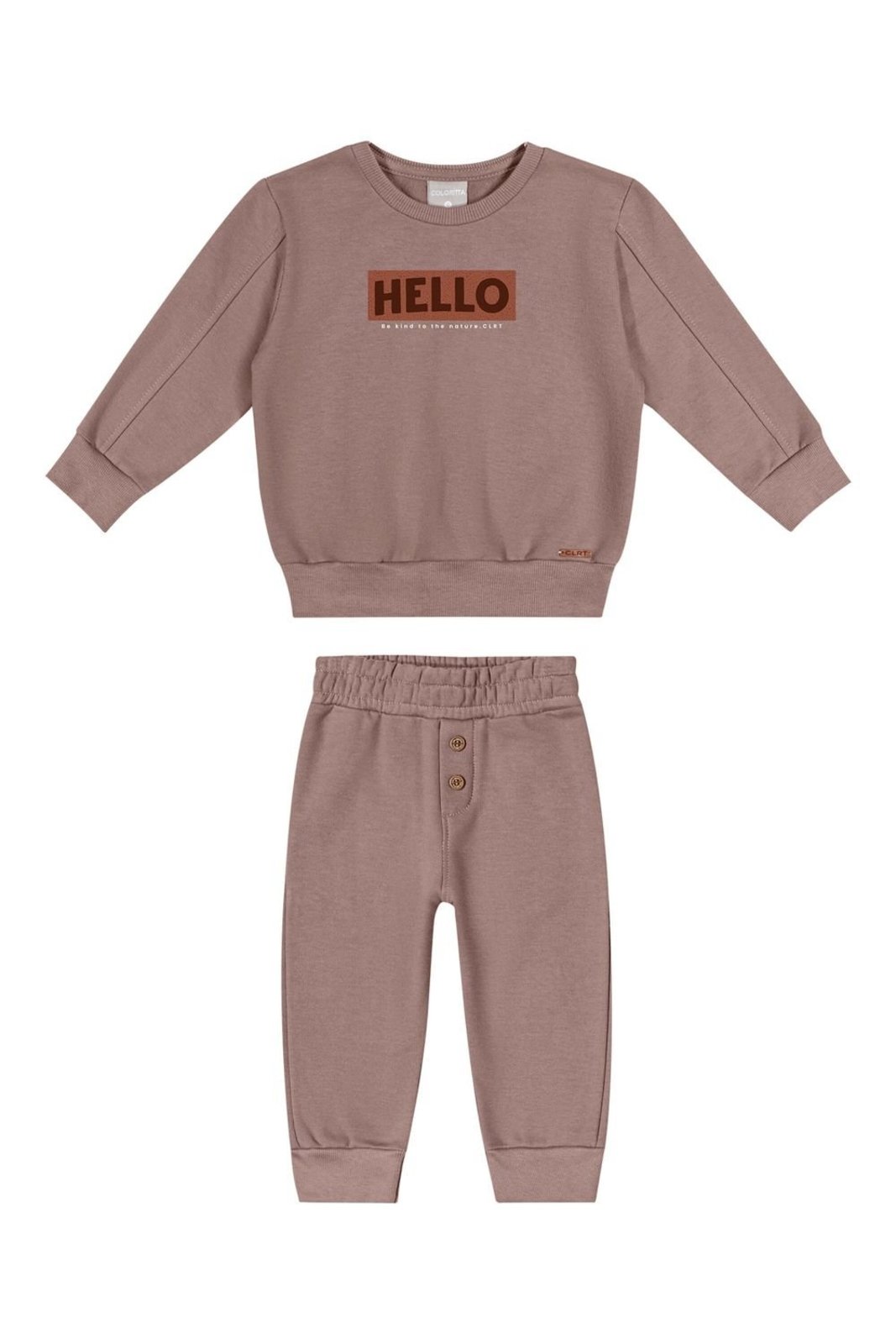 Infantil - Conjunto Menino Moletom Com Puff Colorittá Marrom