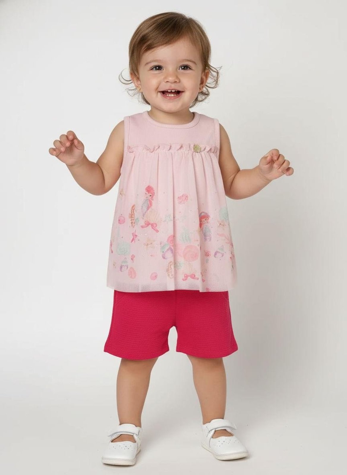 Infantil - Conjunto Curto Moletinho Para Menina - ROSA