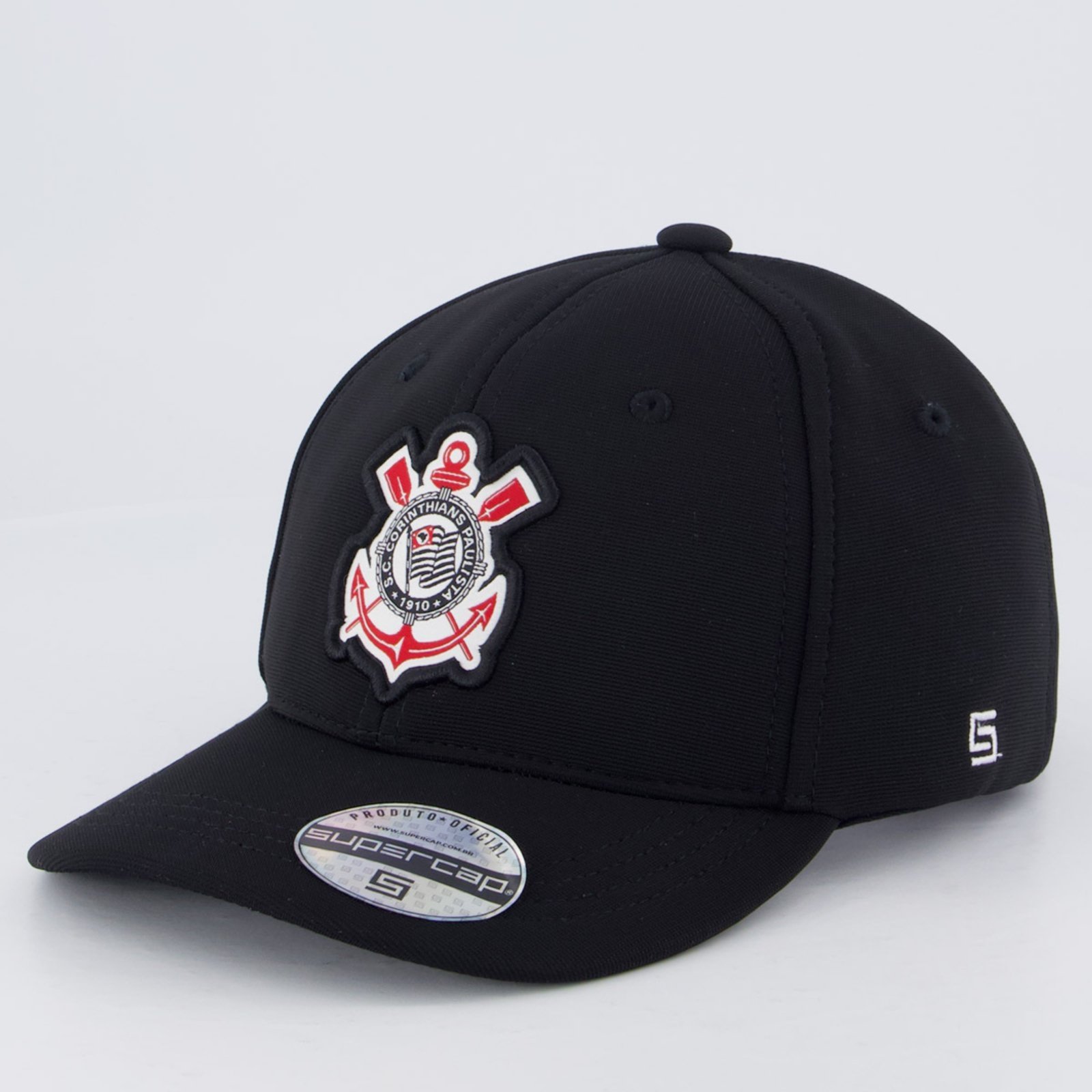 Boné Corinthians 6 Gomos Escudo Preto