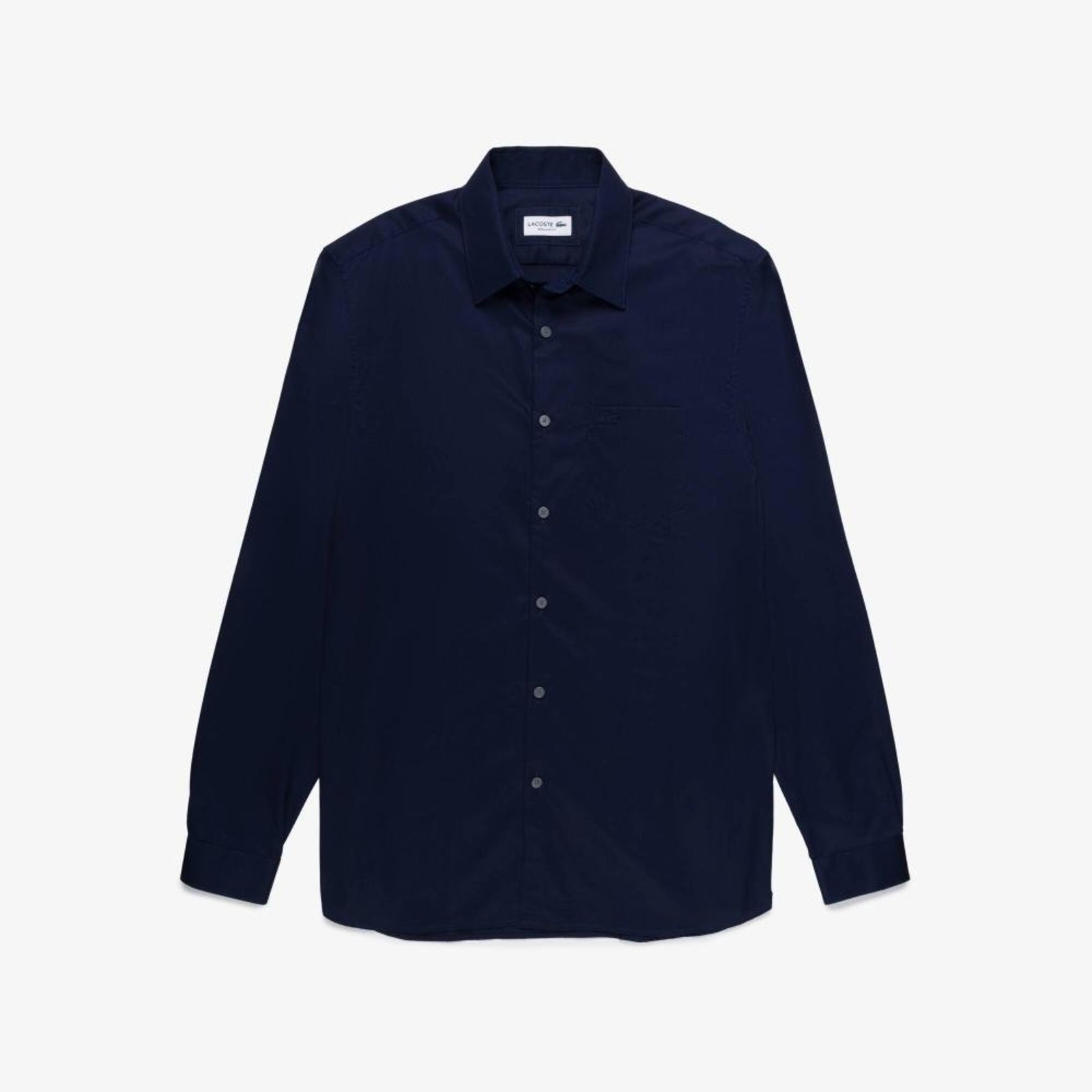 Camisa de Popeline de Algodão Lacoste de Corte Regular Azul