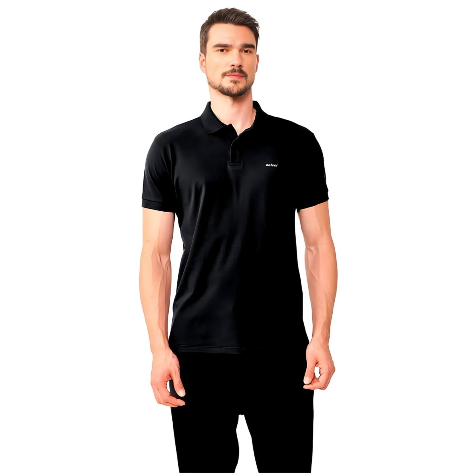 Vista 2 Camisa Polo Masculina Colcci Cores Básicas preto Colcci preto