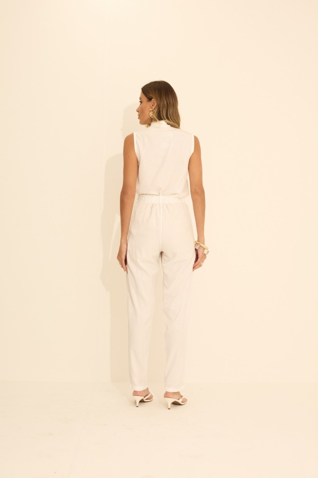 Vista 3 Calça Vanibele Crepe Off White off-white white Vanibele off-white white