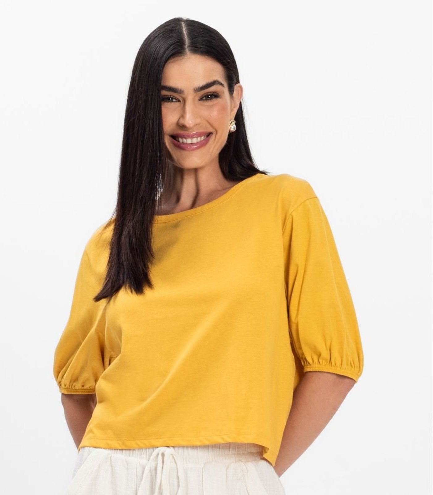 Vista 3 Blusa Manga Camponesa Feminina Rovitex azul Rovitex azul