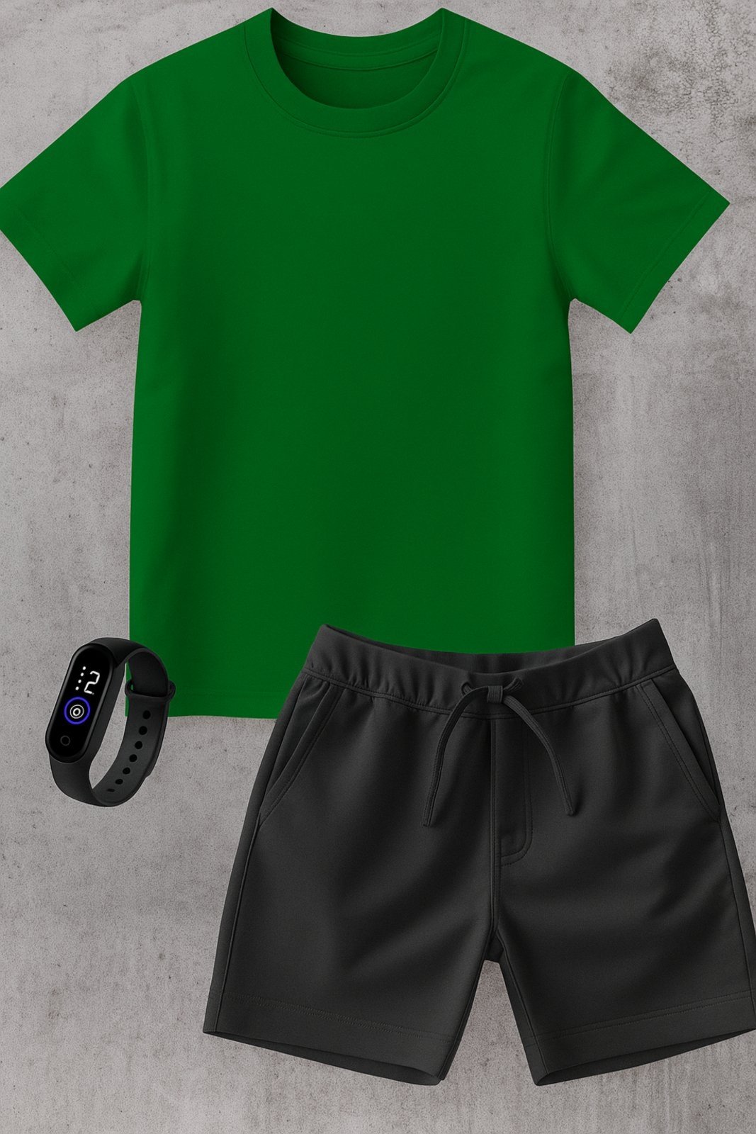 Infantil - Kit Camiseta menino Urbania Algodão Verde Short Bermuda preto menina Conjunto black promoção oferta + brinde relogio