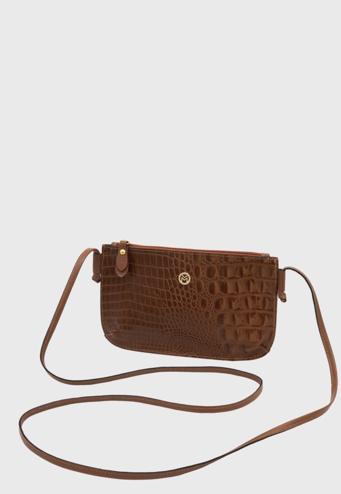 Bolsa Transversal Couro Mariart Croco 202MRT Havana