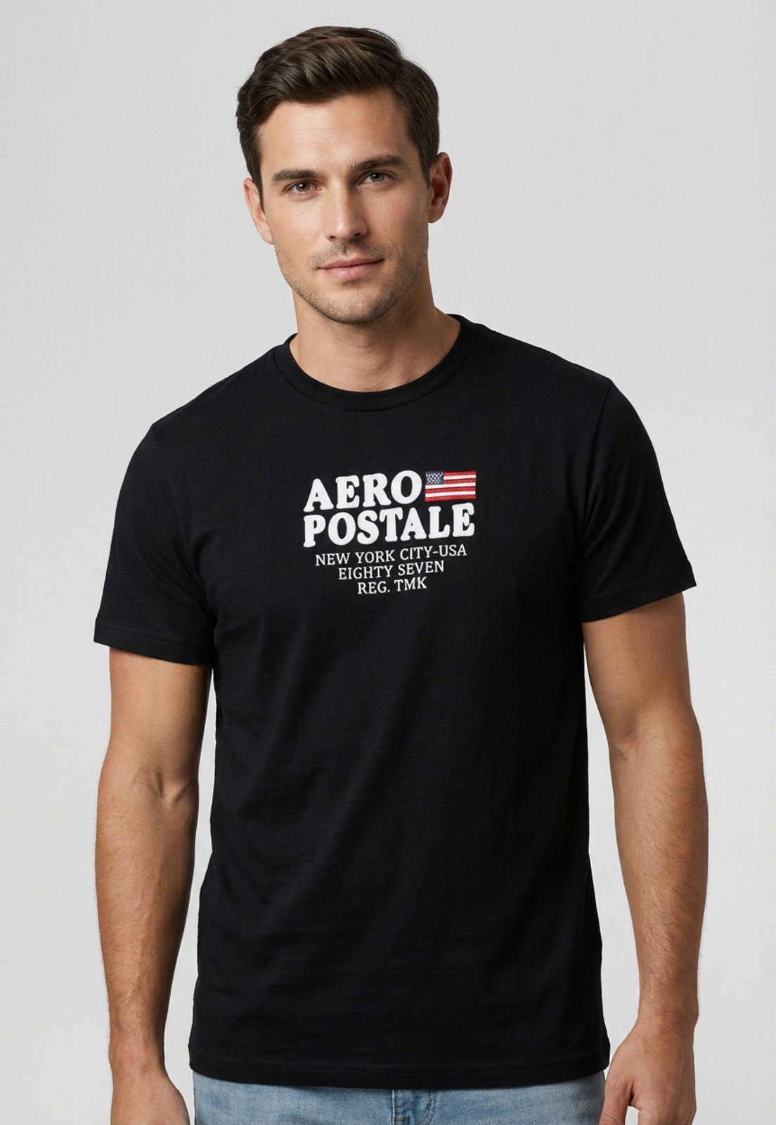 Camiseta Masculina Aeropostale Logo Bordado Preta