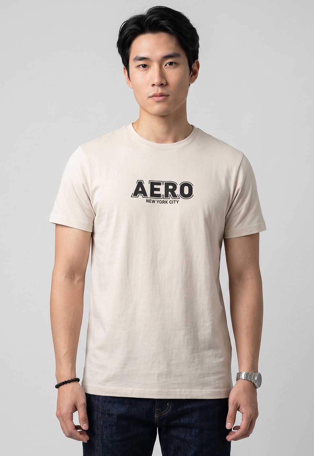 Camiseta Masculina Aeropostale Logo Bege
