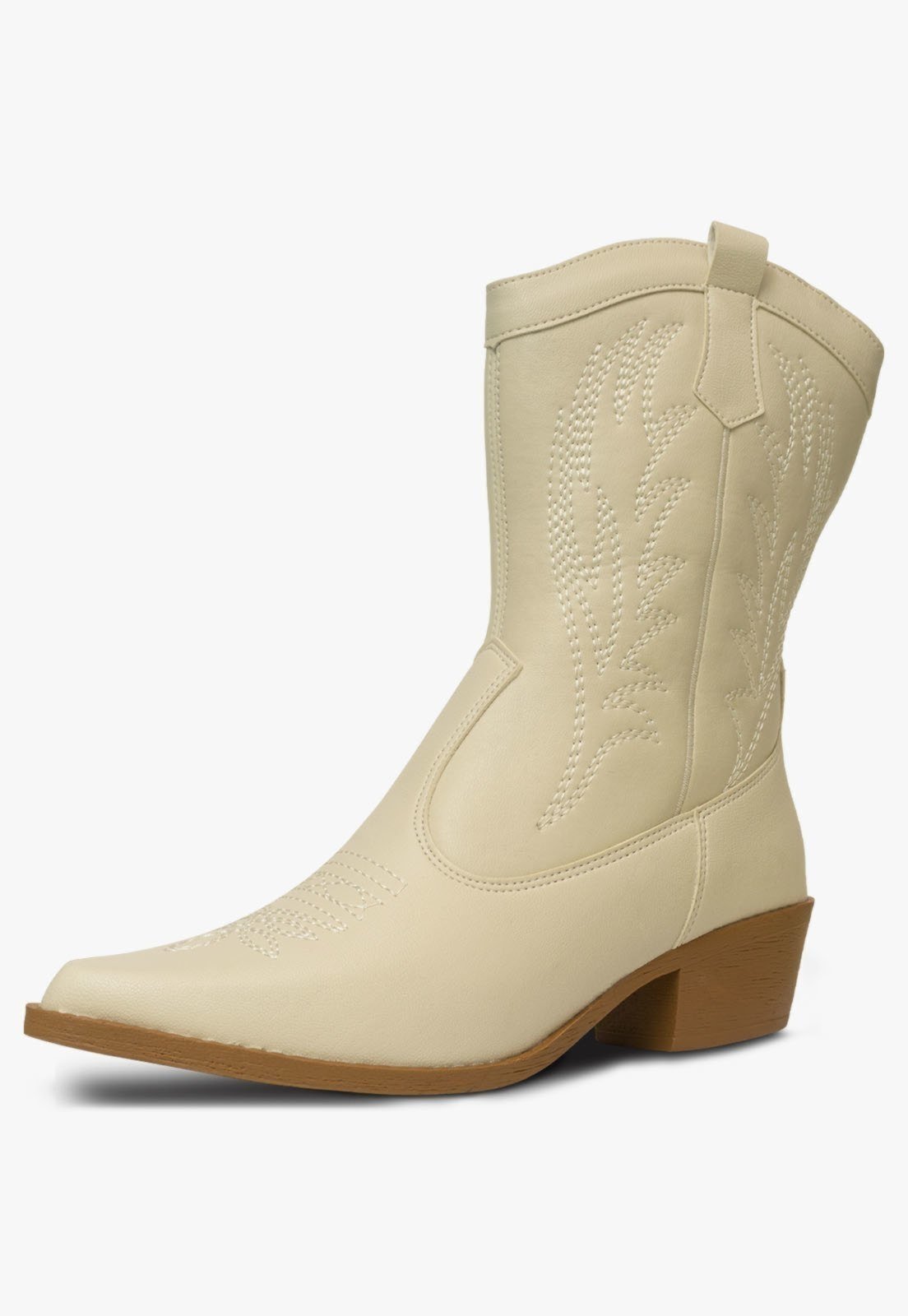 Vista 2 Infantil - Bota Texana Feminina Pópidi Menina Bico Fino Saltinho Country Off White off-white white Pópidí off-white white