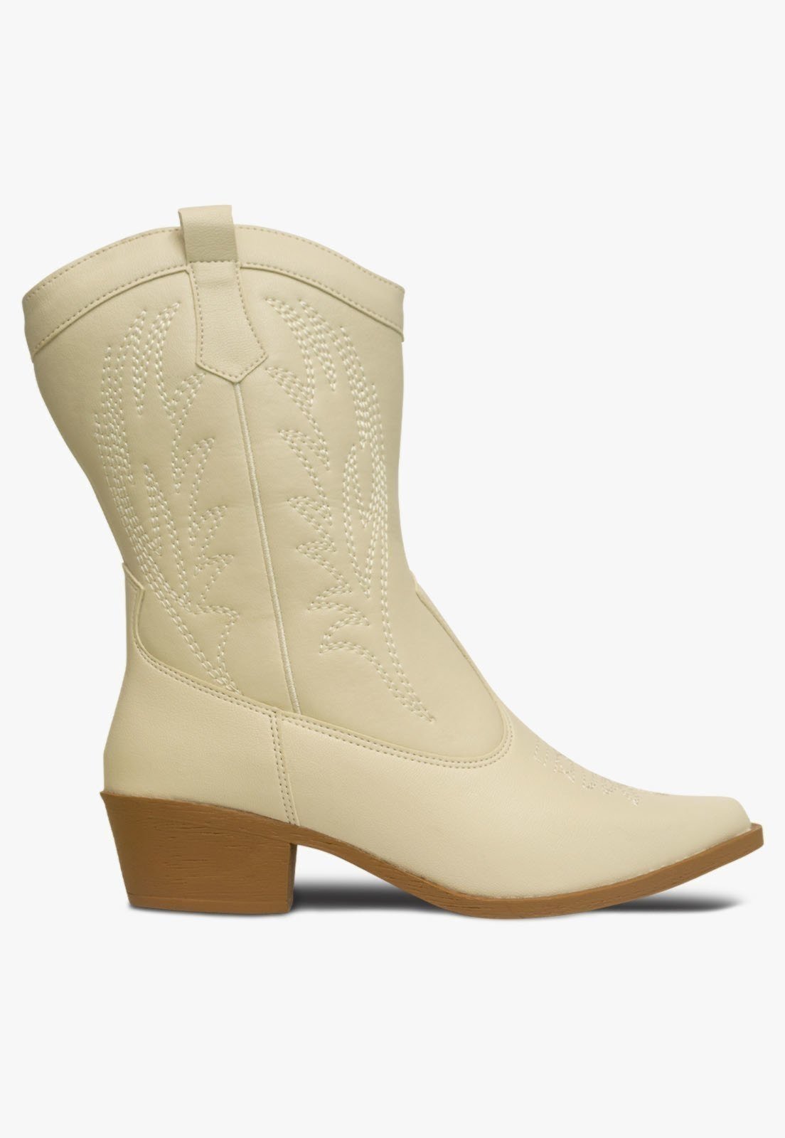 Vista 3 Infantil - Bota Texana Feminina Pópidi Menina Bico Fino Saltinho Country Off White off-white white Pópidí off-white white