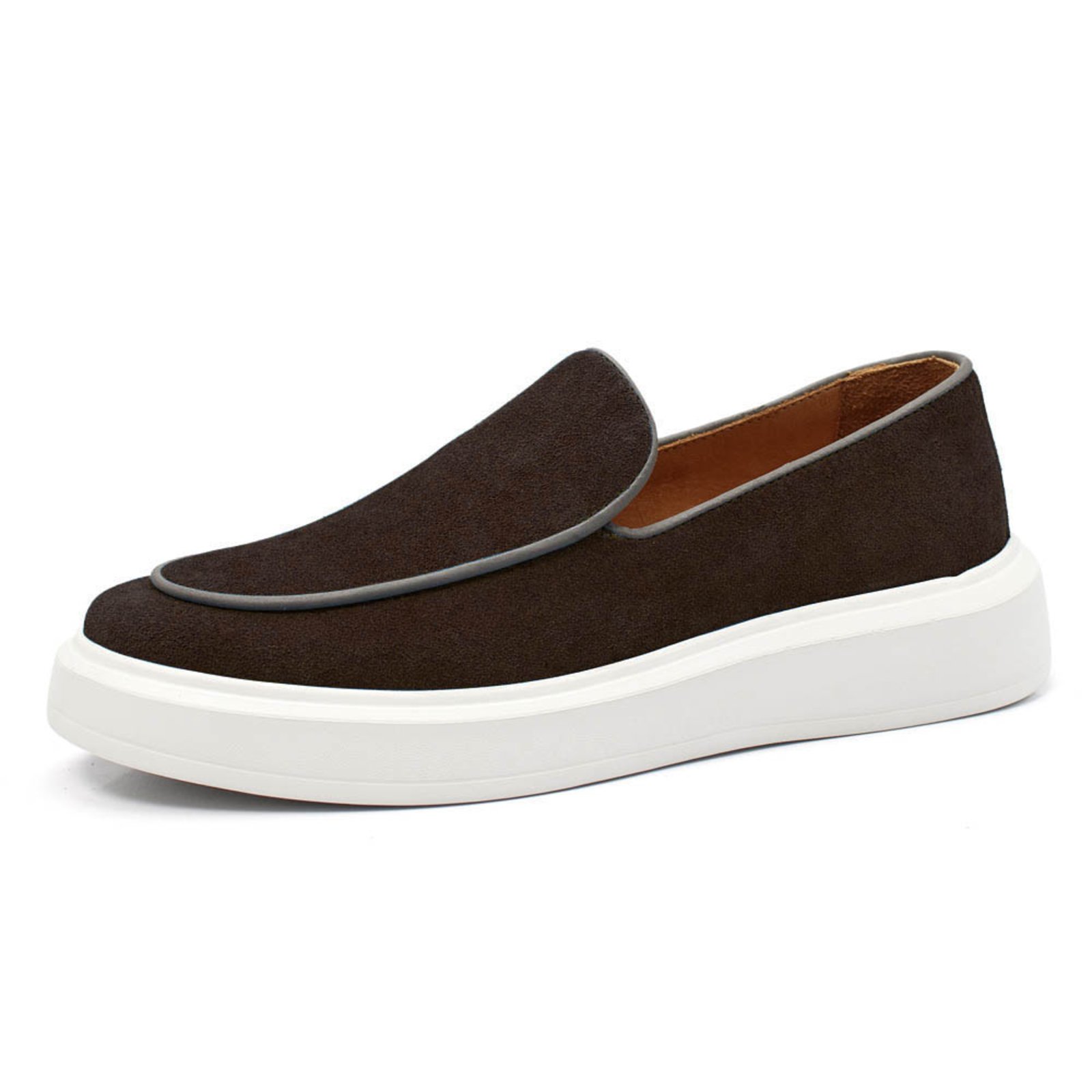 Sapatenis Slip On Masculino Lavini Tenis Iate Casual Couro Legitimo Café