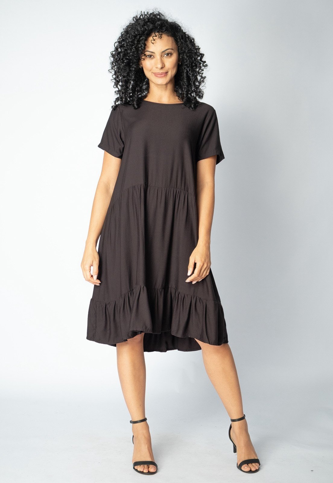 Vista 2 Vestido Curto Viscose Amazonia Vital Camadas Xororó Amazonia Vital preto