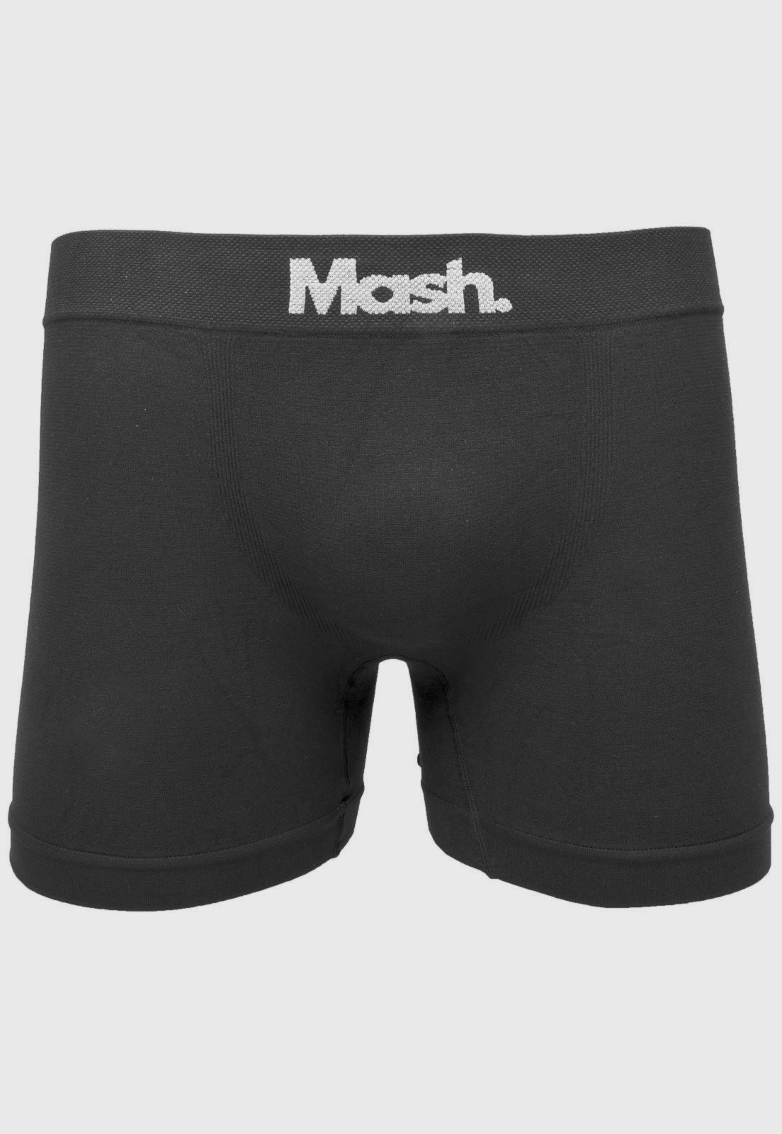 Vista 3 Kit 2pçs Cueca MASH Boxer Sem Costura Logo Preta preto MASH preto
