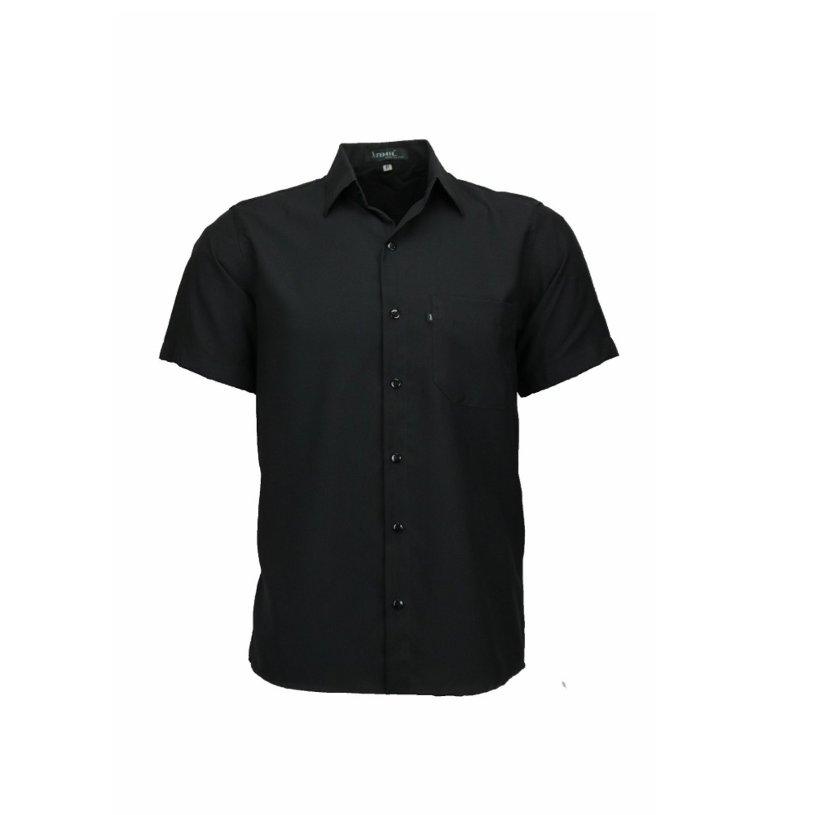 Camisa Social Microleve Manga Curta Original Amil Preto