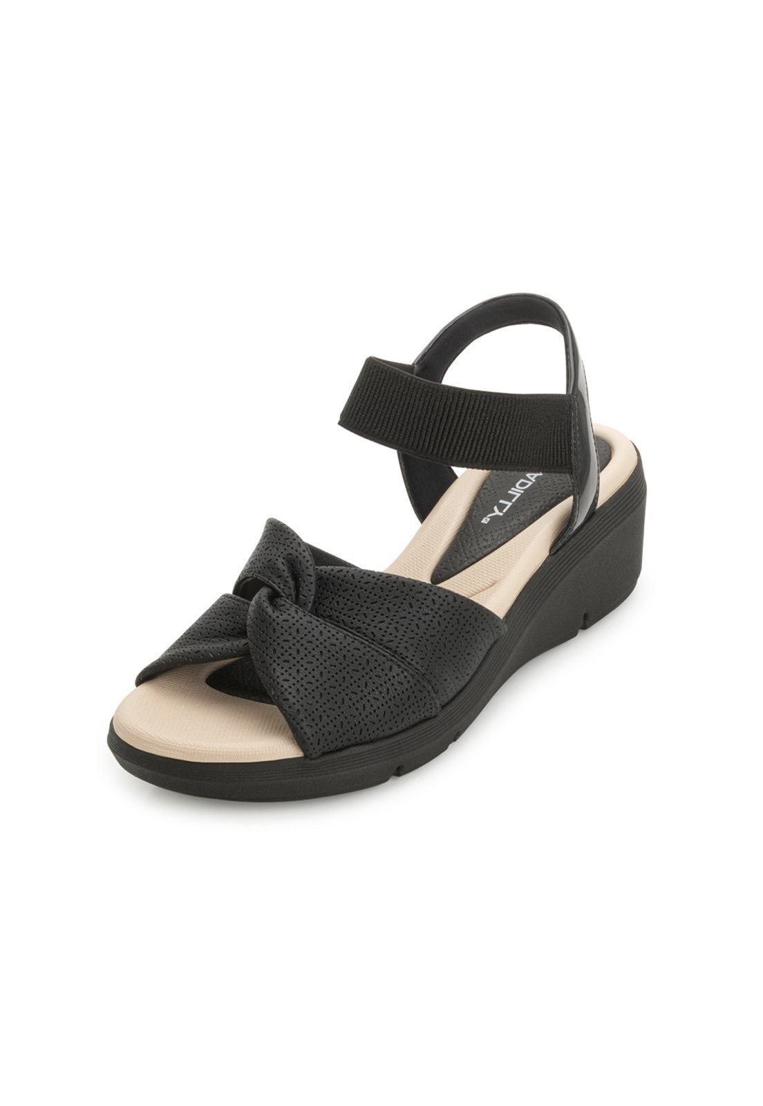 Sandália Anabela Piccadilly PD25-54037 Preto-Bege