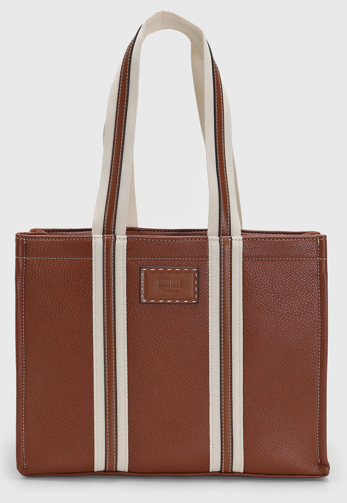 Bolsa Grande Feminina Santa Lolla Alças Contrastantes Marrom
