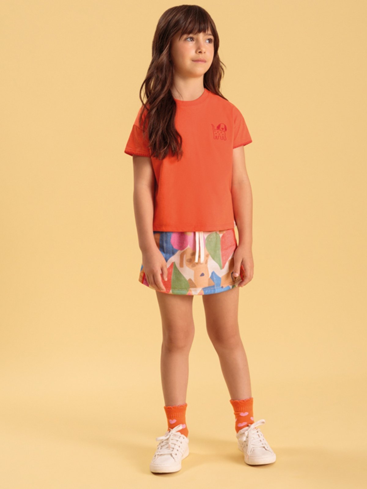 Vista 2 Infantil - Conjunto Bugbee em Algodão Estampada laranja Bugbee laranja