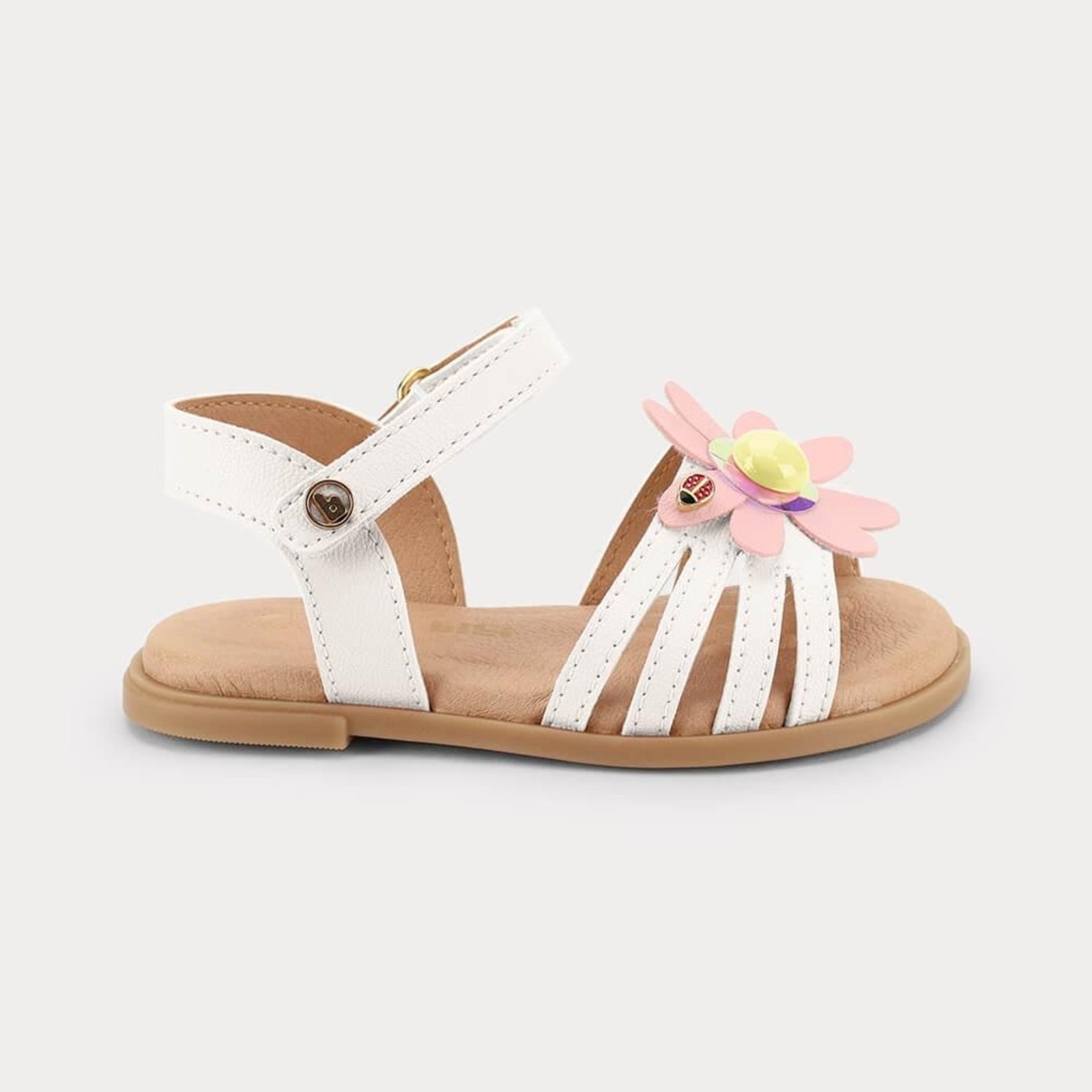 Infantil - Sandália Bibi Shine Mini Branca com Flor 1233148 20