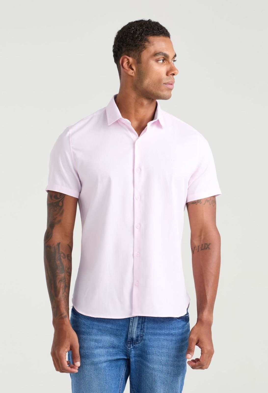 Camisa Docthos Slim Manga Curta Xadrez Camisa Manga Curta Docthos Slim Xadrez 004 Cinza Claro Gg