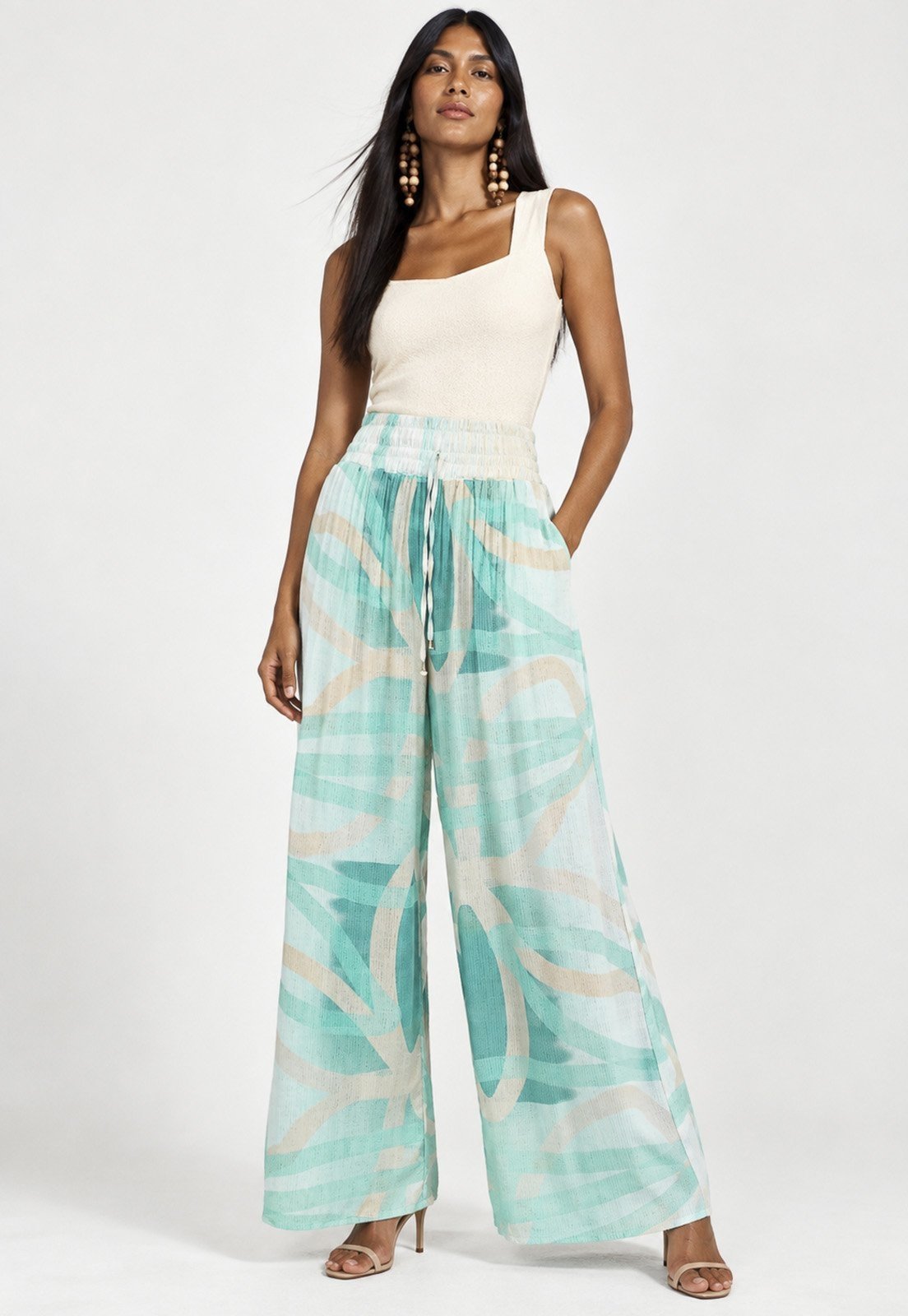 Calça Amazonia Vital Pantalona Elastic Embaú Estampa Águas de Anavilhanas