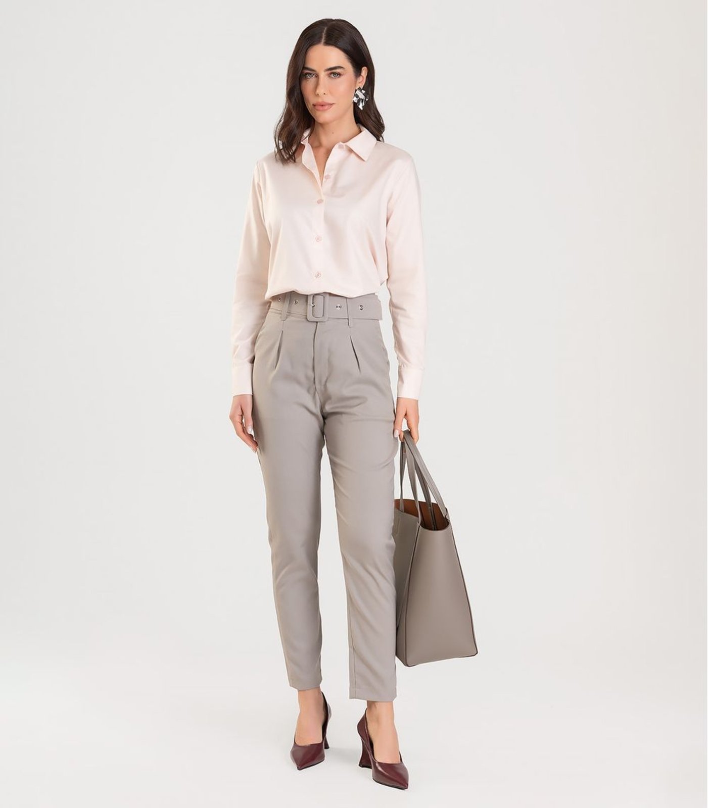 Camisa Feminina manga longa Dianna Cinza