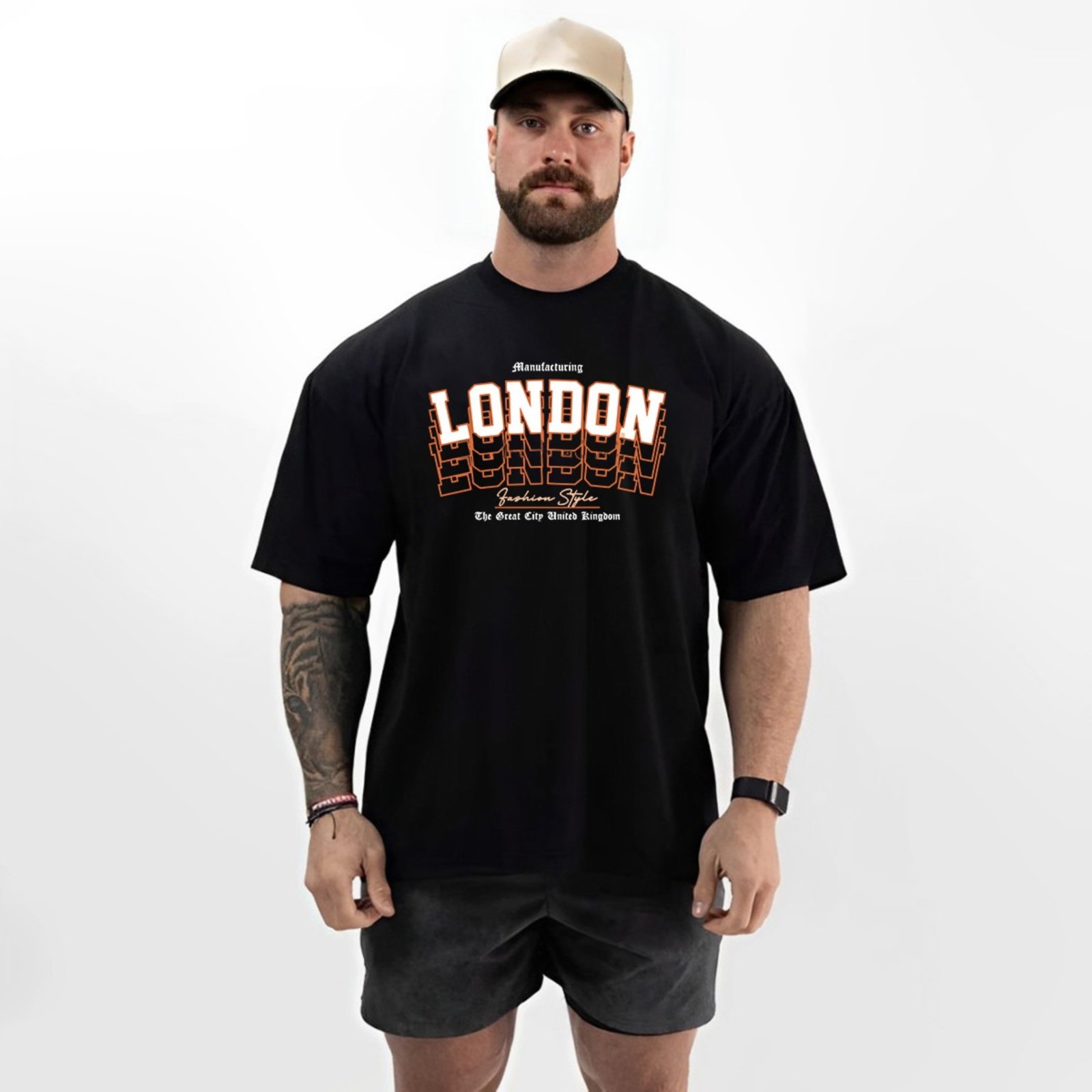 Camiseta Oversized Over Masculina Algodão Academia Preto