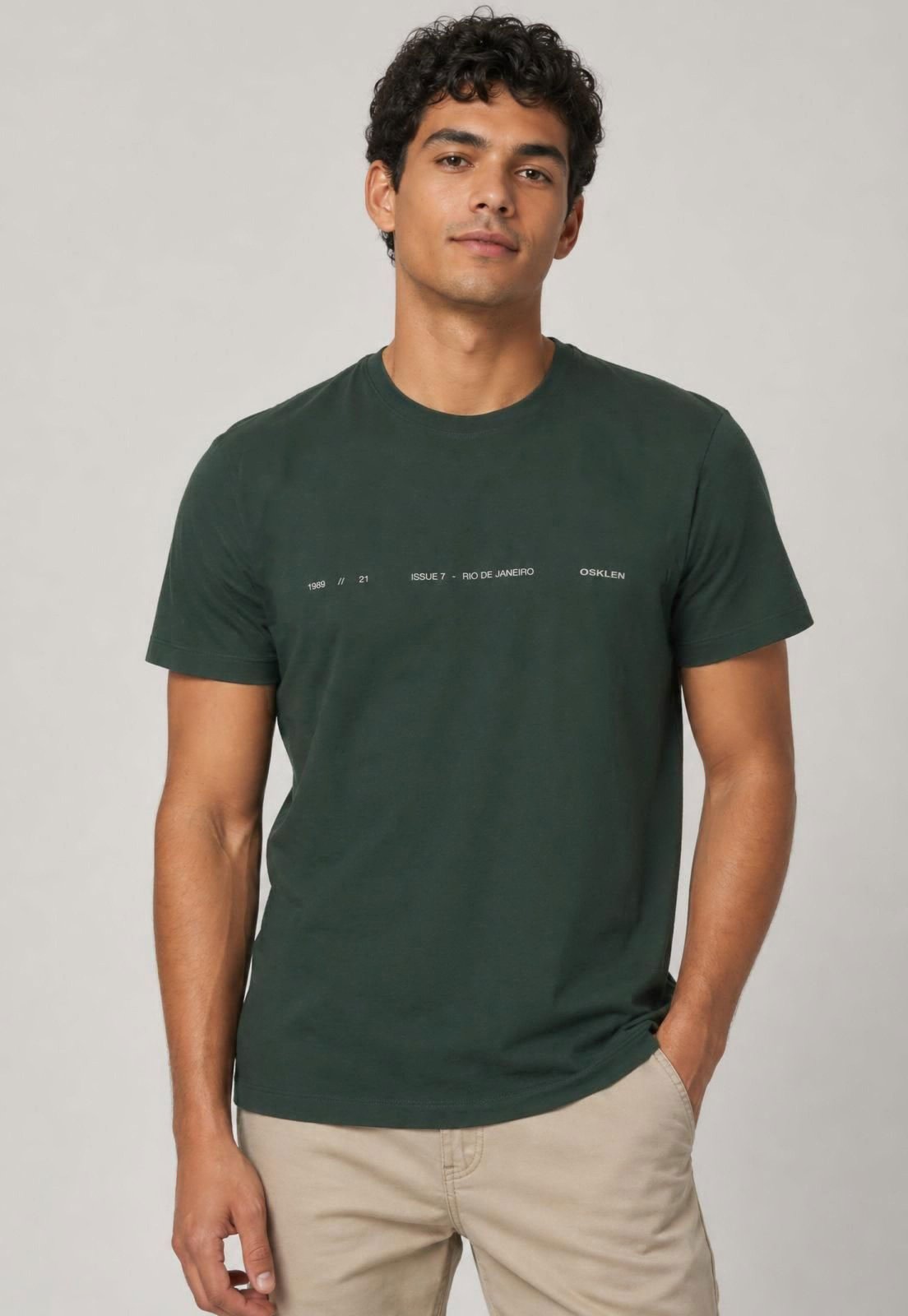 Camiseta Masculina Osklen Estampa Minimalista Verde