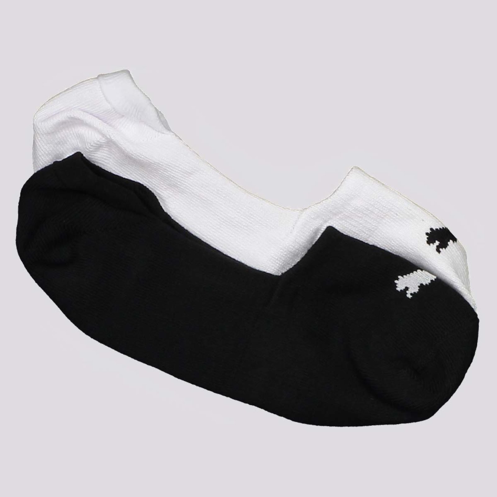 Vista 2 Kit Meia Puma Sapatilha 2 Pares Branca e Preta preto Puma preto