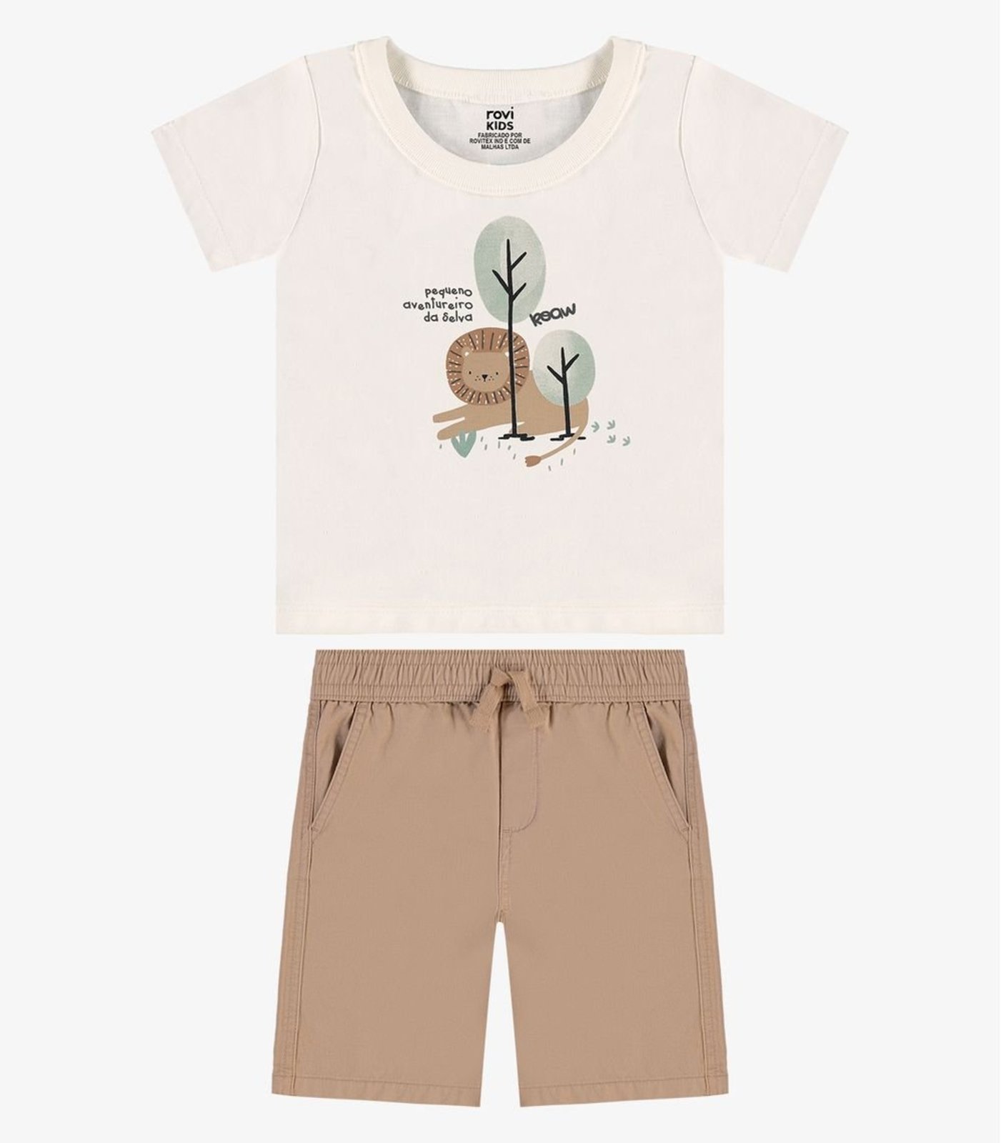 Infantil - Conjunto Camiseta Com Bermuda Rovi Bege