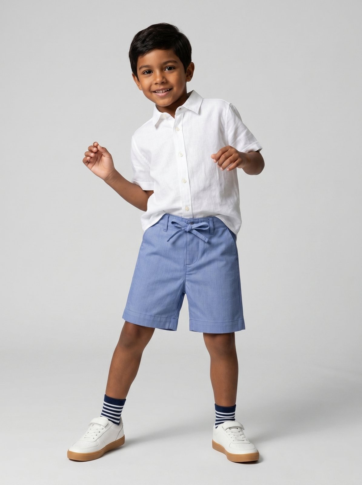 Infantil - Bermuda Algodão - Azul Ceu - 01
