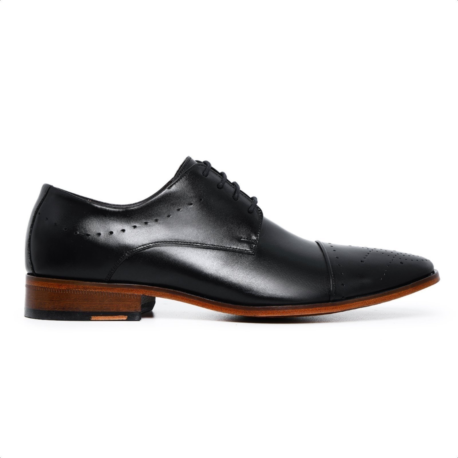 Sapato Social Brogue Fino em Couro Paulo Vieira cor Preto