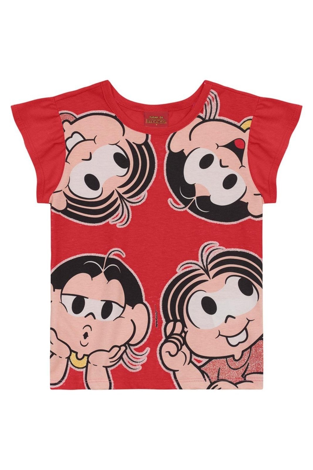 Infantil – Blusa menina brilhante da Turma da Mônica Brandili Vermelho