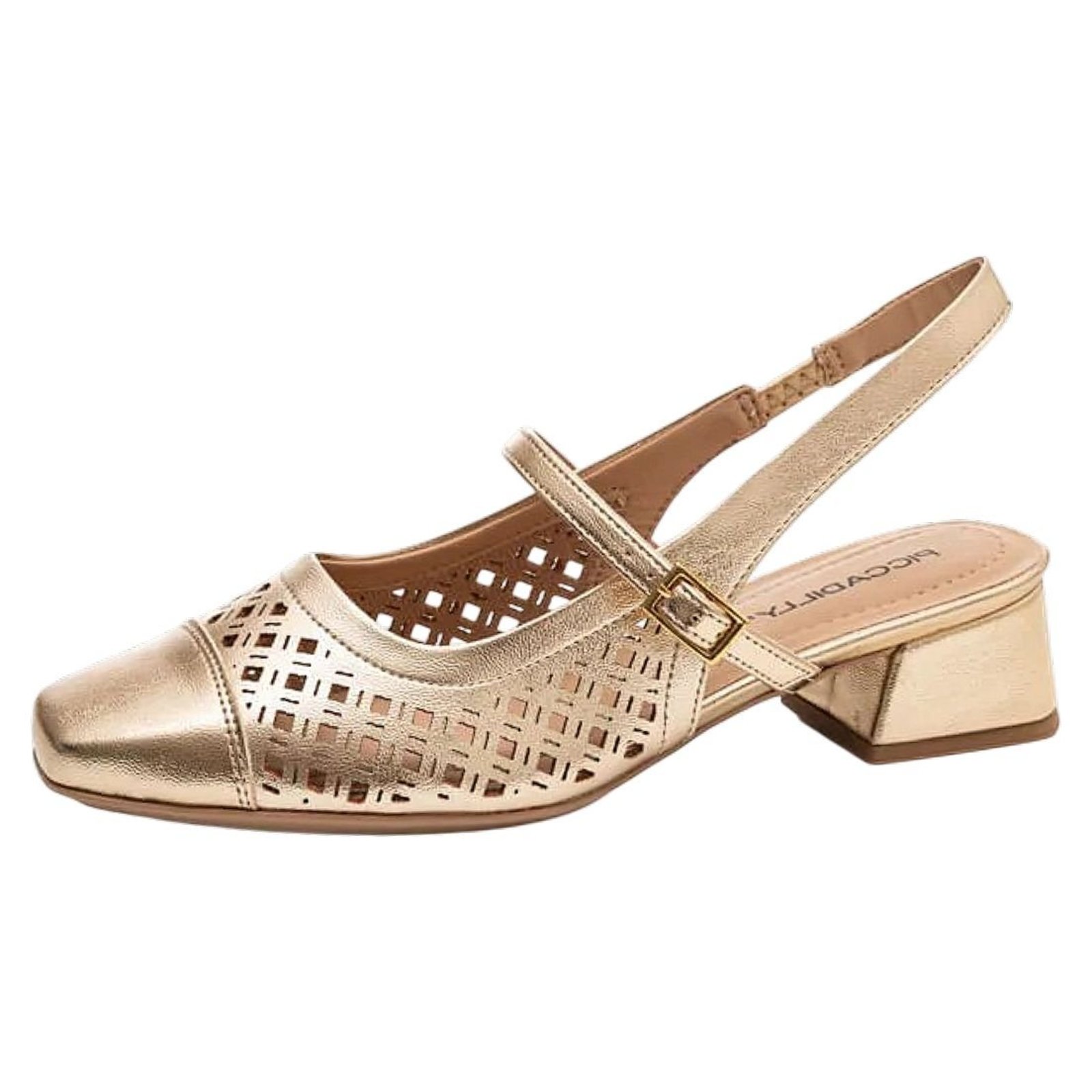 Sapato Feminino Salto Baixo Slingback Confortável Piccadilly