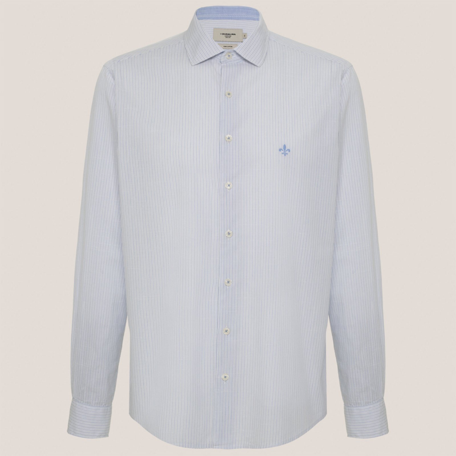 Camisa Slim Dudalina Listrada Slub Ve26 Branco Masculino