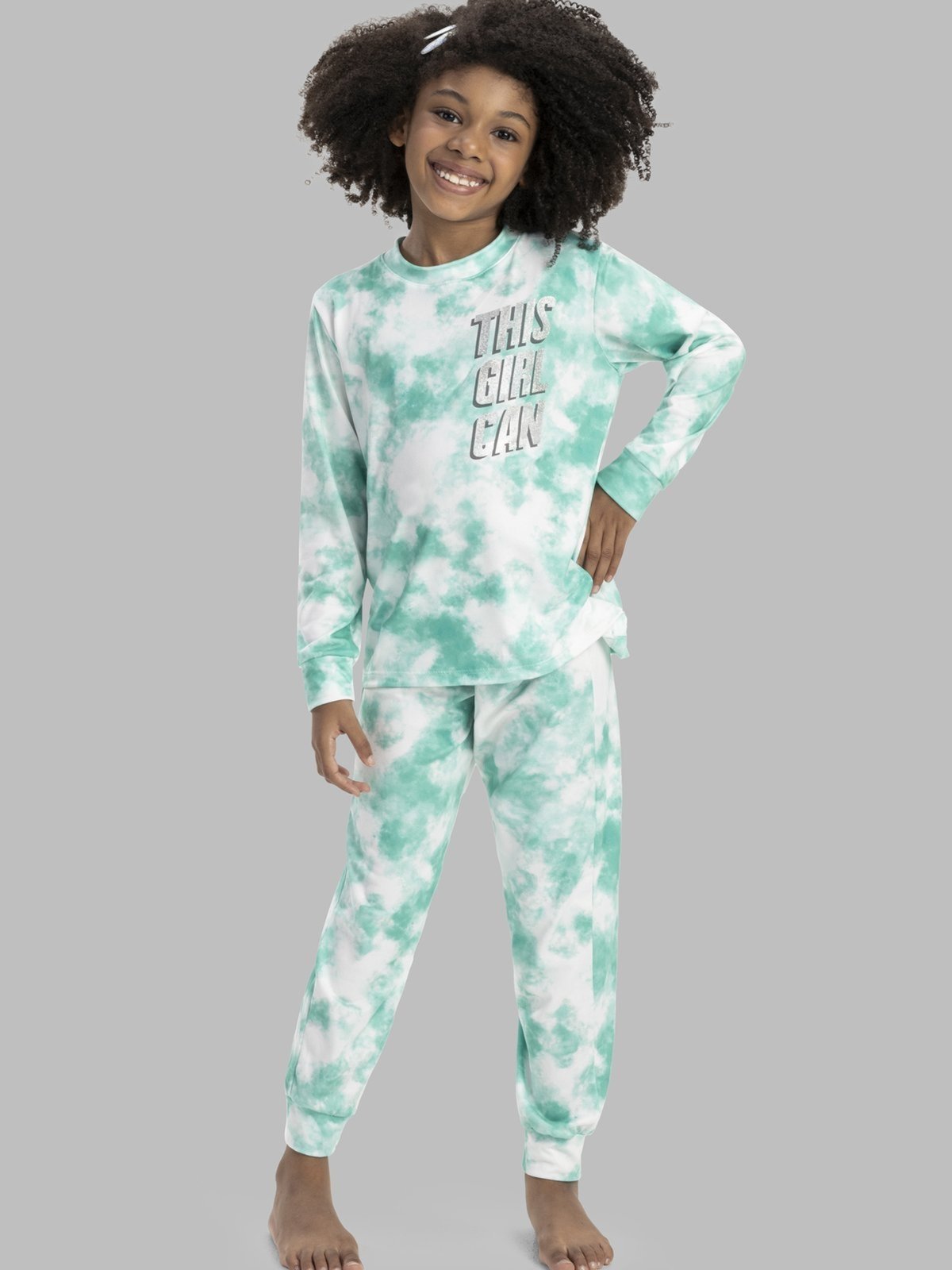 Pijama Longo de Inverno Menina em Suede Explosão de Cores 4 a 16 anos
