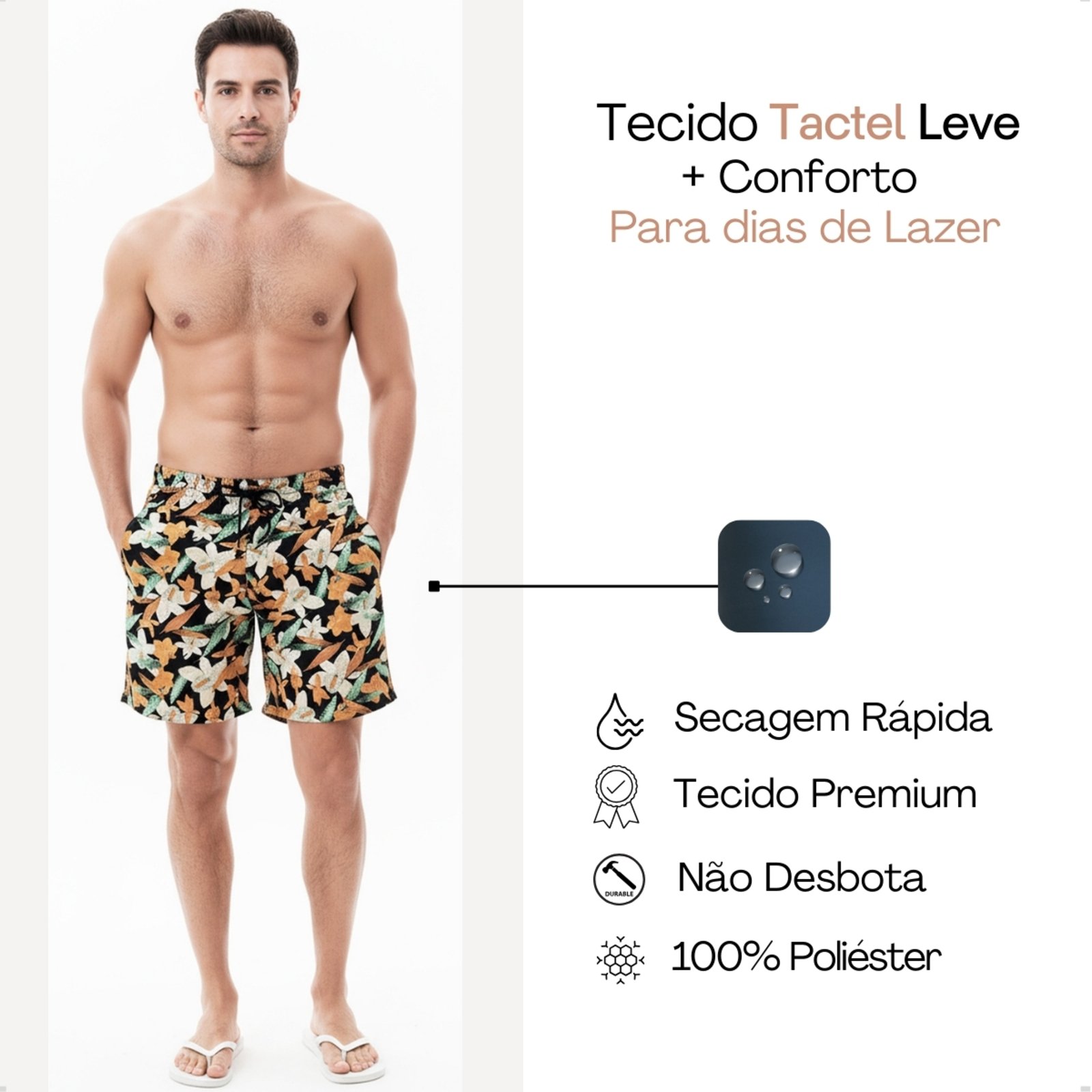 Bermuda Praia Masculina KS Short Estampado Tactel Floral Premium