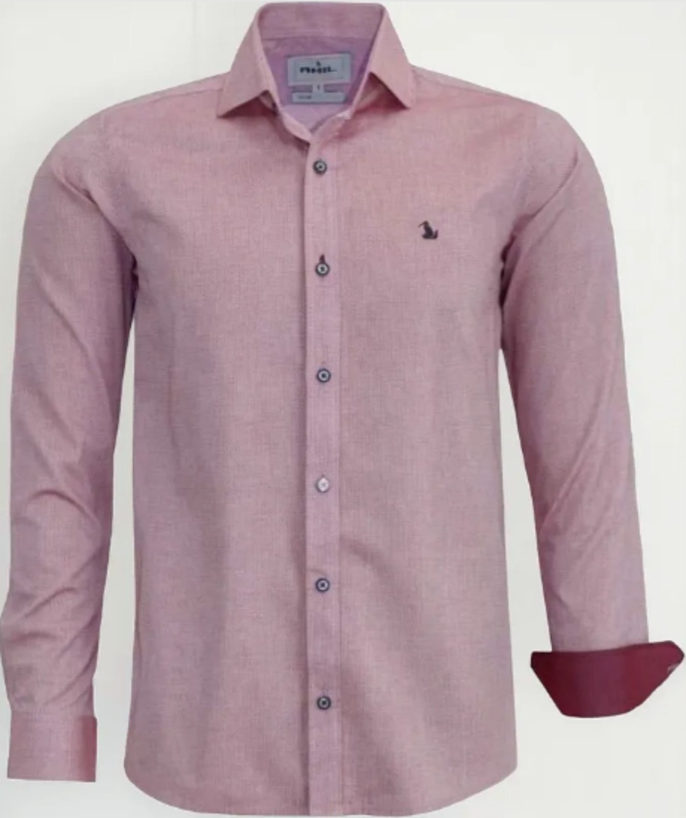 Camisa Social Amil Slim Looney Algodão Fio60 Macia Manga Longa Luxo Bordô