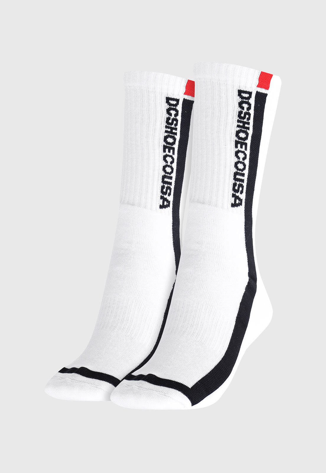 Vista 2 Meia Canelada DC Shoes Cano Alto Logo Branca branco DC Shoes branco