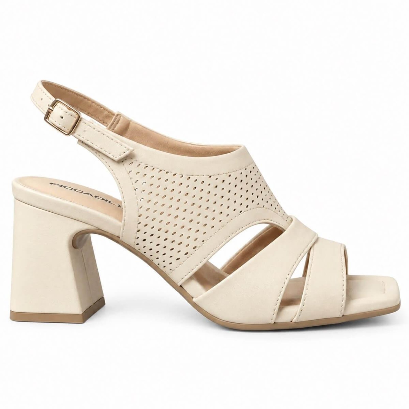Sandália Salto Médio Feminina Piccadilly 626067-4 Offwhite