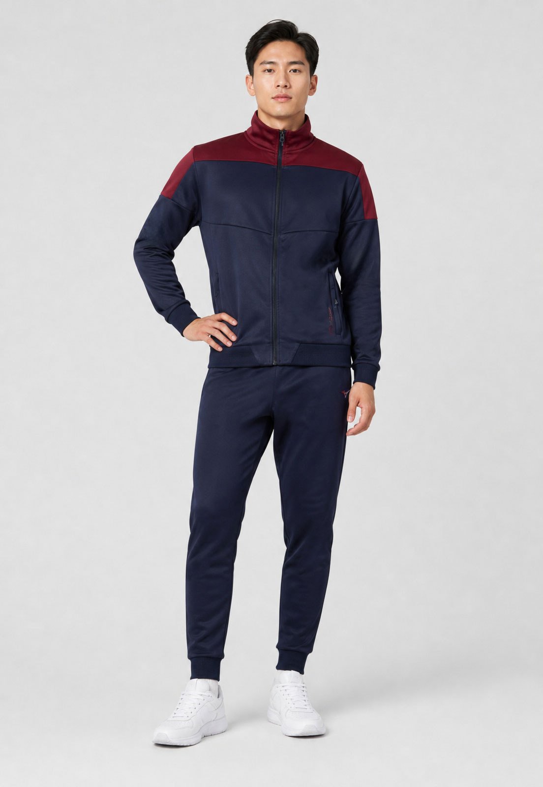 Conjunto de Agasalho Masculino Mizuno Jaqueta e Calça Poliéster Azul Marinho