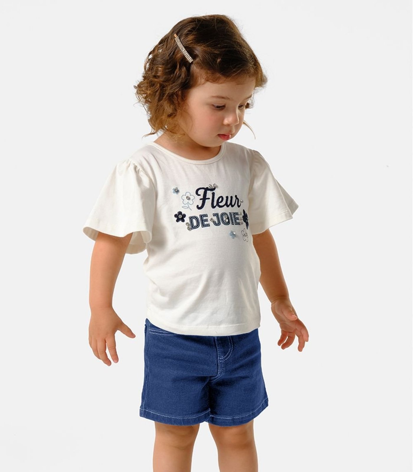 Infantil - Conjunto Feminino Blusa Com Shorts Trick Nick Bege