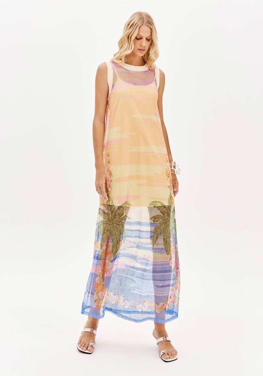 Vestido Super Midi Com Transparência Sport Easy