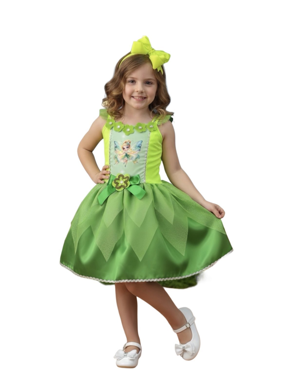 Infantil - Fantasia Fada Fadinha Verde Carnaval Vestido Luxo Aniversário Temático Menina Presente