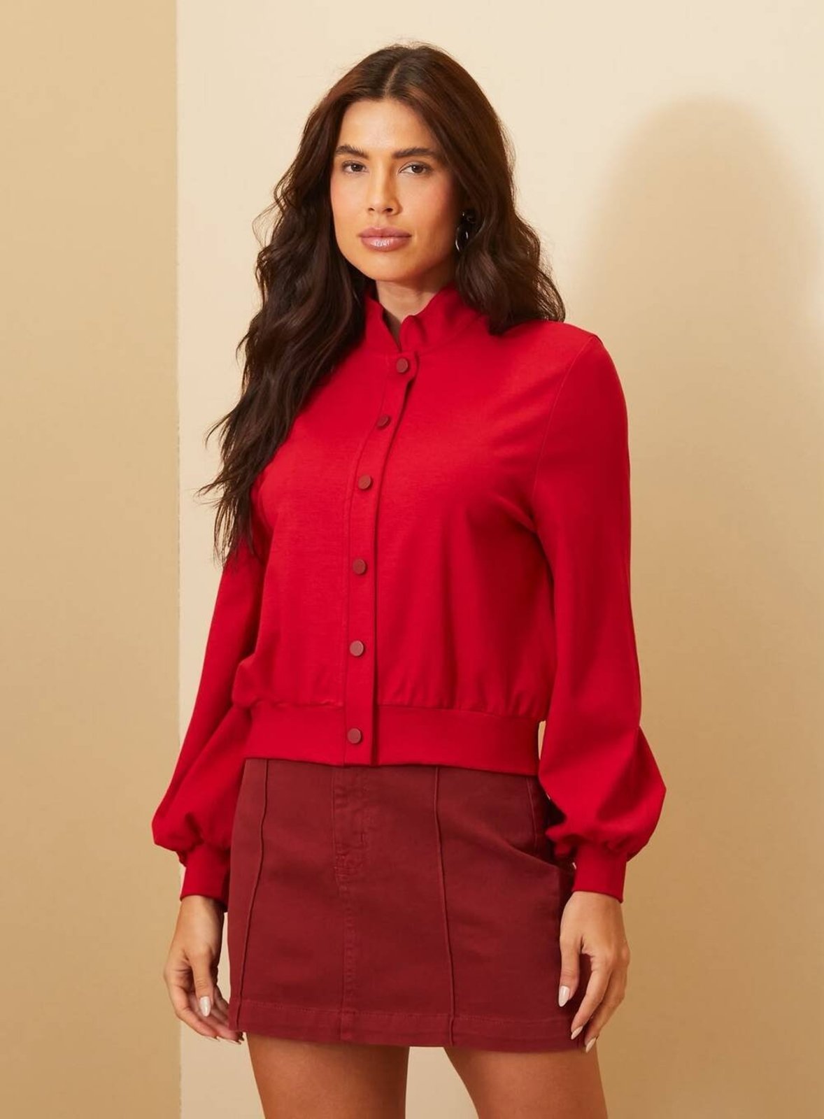 Jaqueta Feminina Manga Longa Bufante - Comfort Triton Vermelho Phily