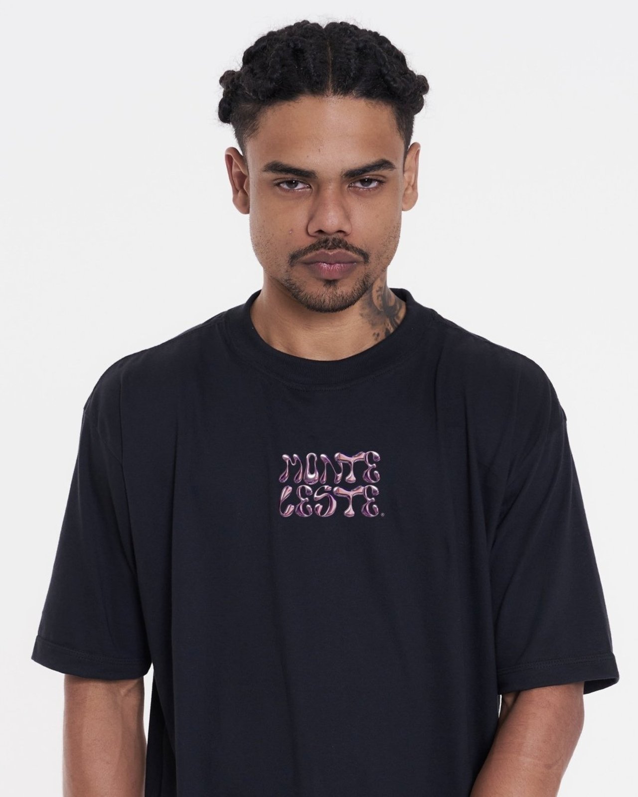 Camiseta Oversized Estampada Essenciais Dueto - Preto