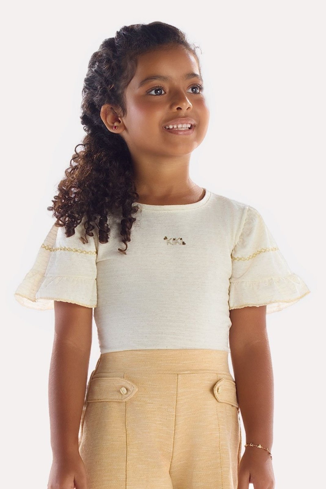 Infantil - Blusa Off com Bordado Kiki