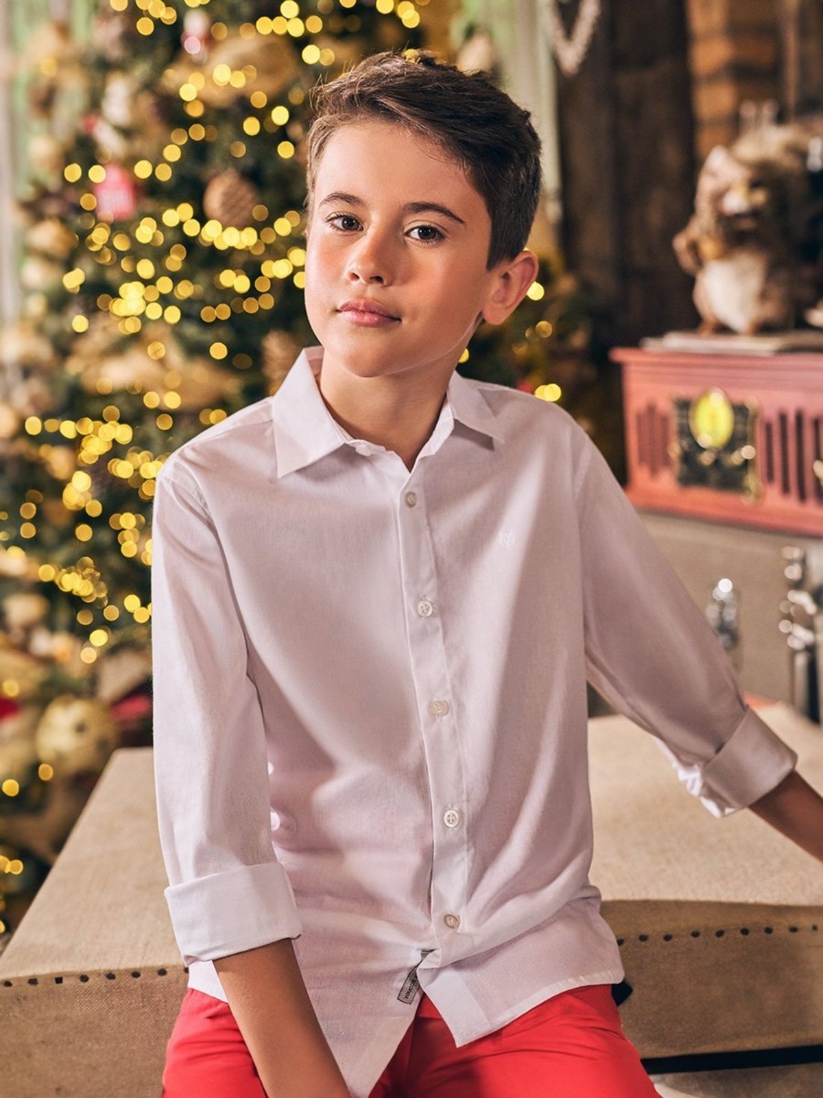 Infantil - Camisa Social Off White com Bordado