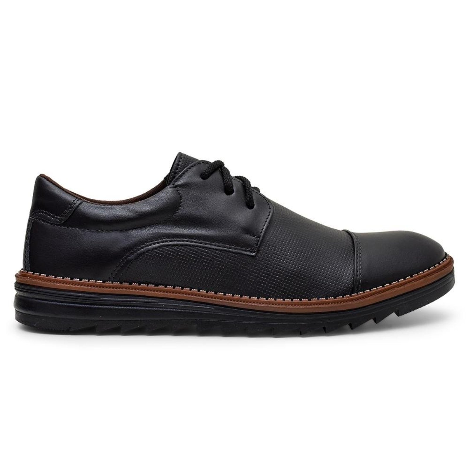 Sapato Social Masculino Derby Casual Confortável Trabalho Preto