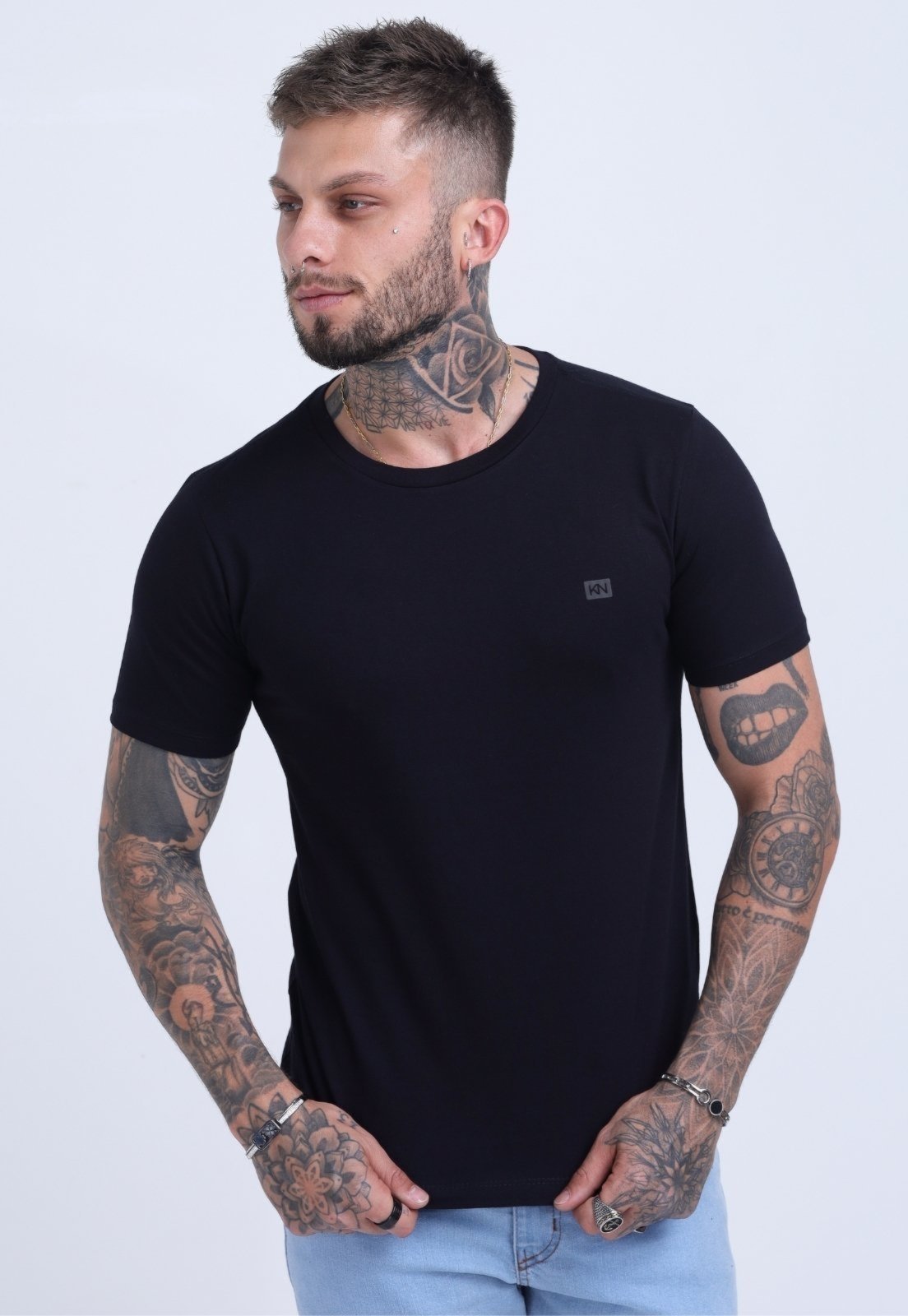 Camiseta Masculina Básica Slim Fit Algodão Koenig